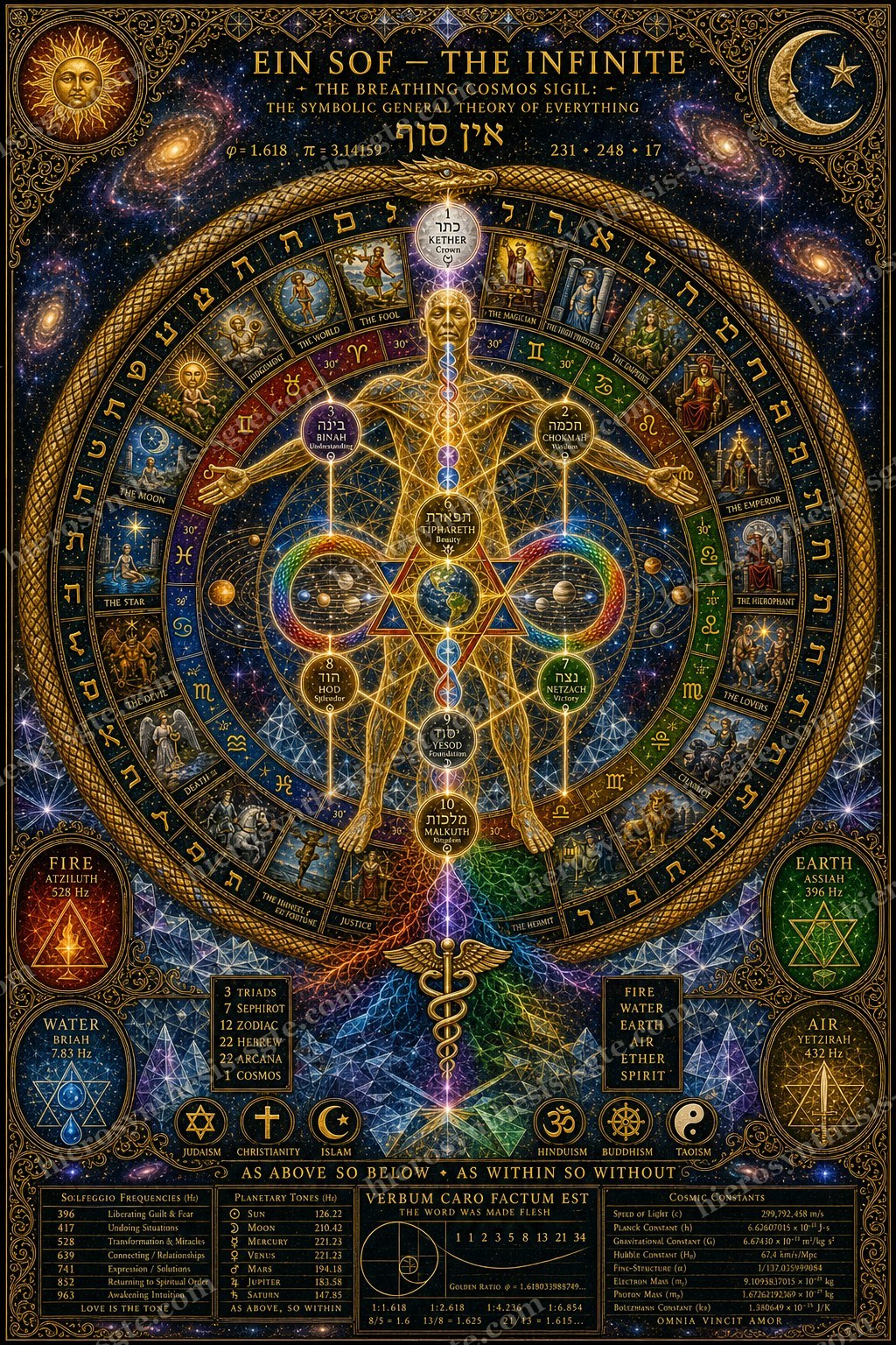 The Cosmic Human — Tree, Zodiac, Tarot & Letters