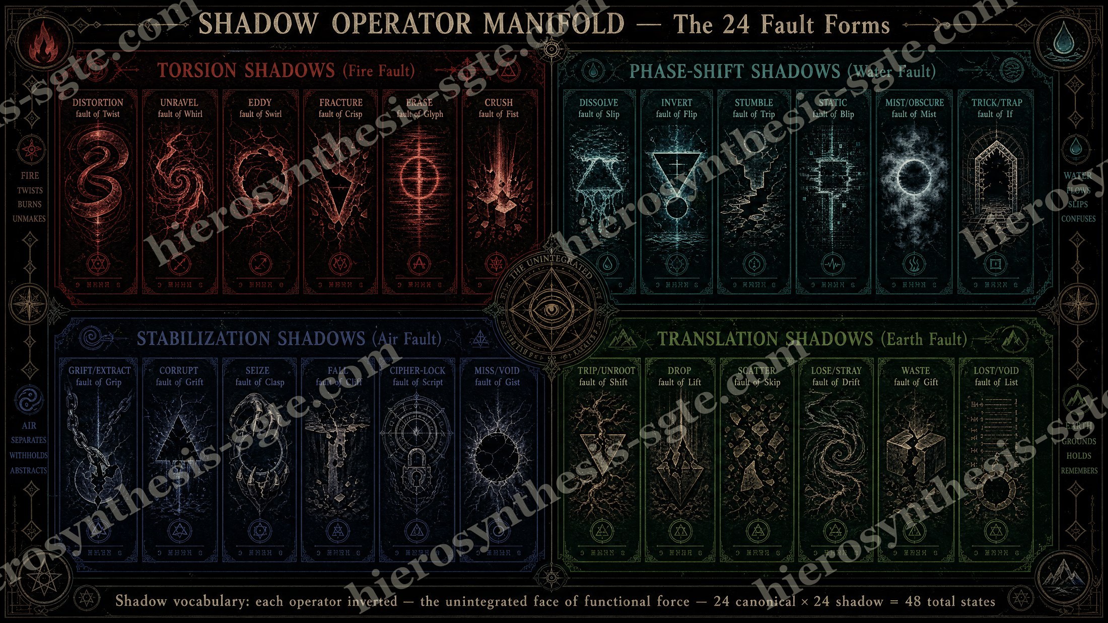 The Shadow Operator Manifold — The 24 Fault Forms