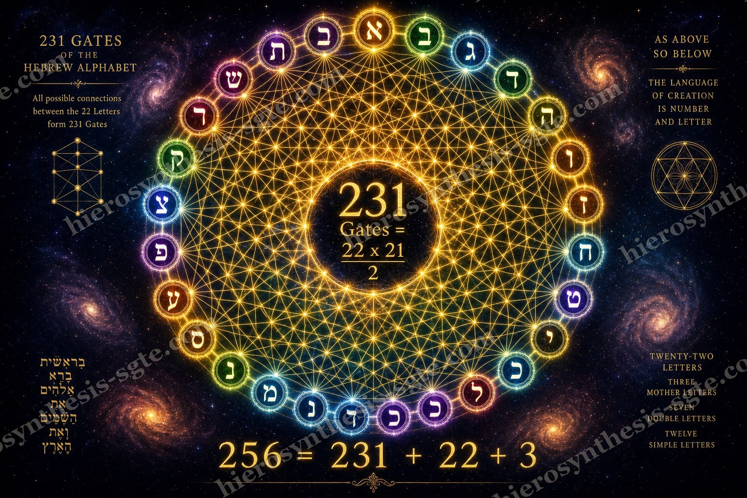 The 22 Hebrew letters set in a circle with all 231 connecting lines drawn between them