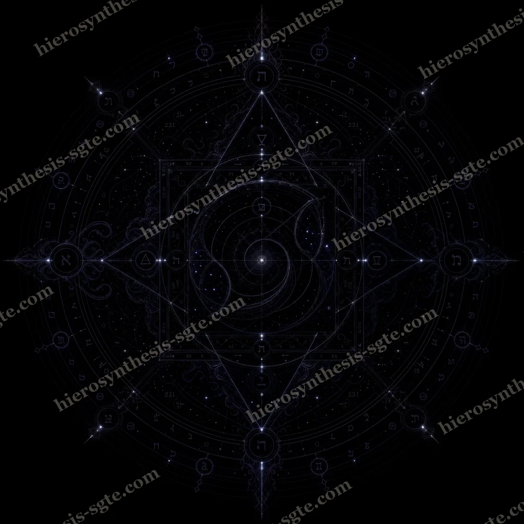 The night seal of the 231 gates — every letter joined to every other in a dark radiant field