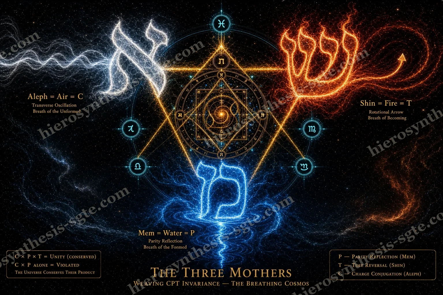 The three Mother letters: Aleph as Air, Mem as Water, Shin as Fire